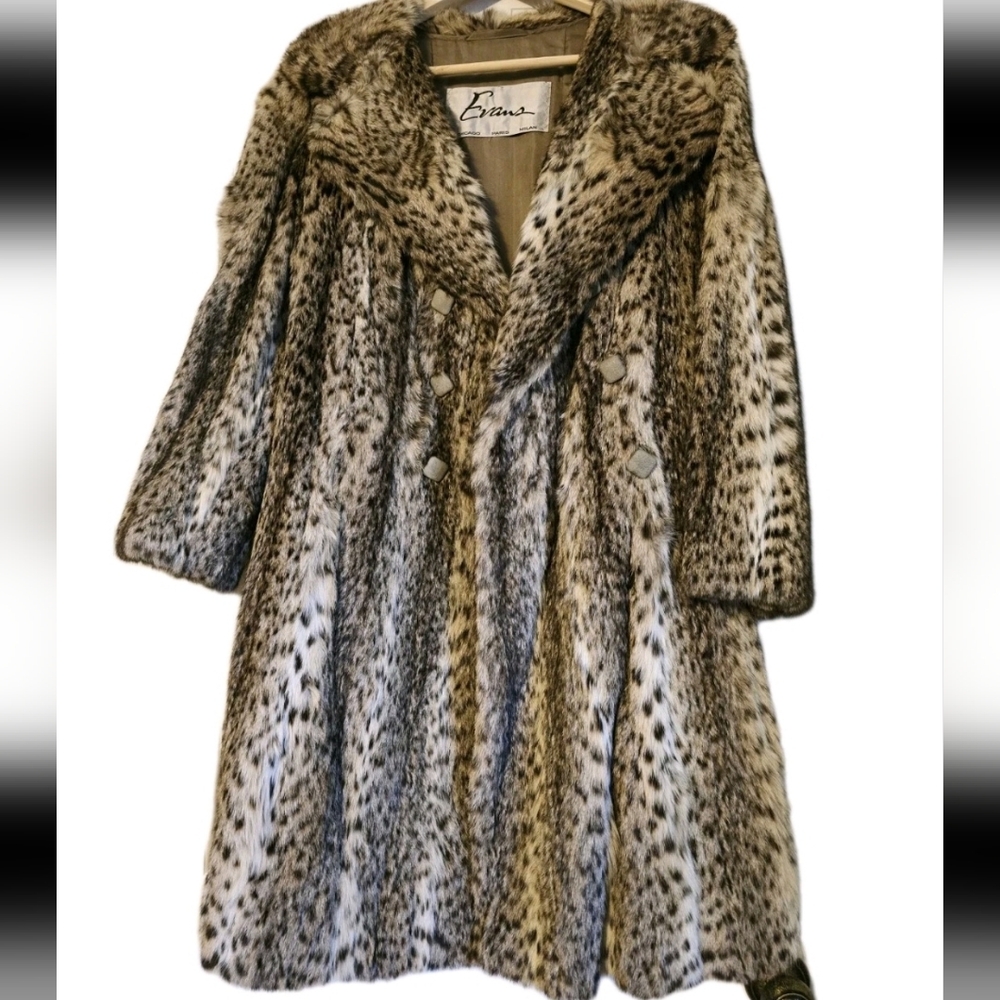 Authentic Lynx Cheetah Spotted Fur Coat Evans Midi Swing 50s Glam Vintage